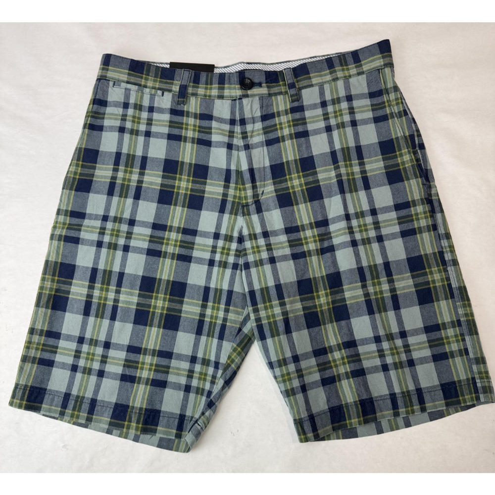 NWT Banana Republic Men's Plaid Shorts Preppy Golf Flat Front Blue Men Size 33
